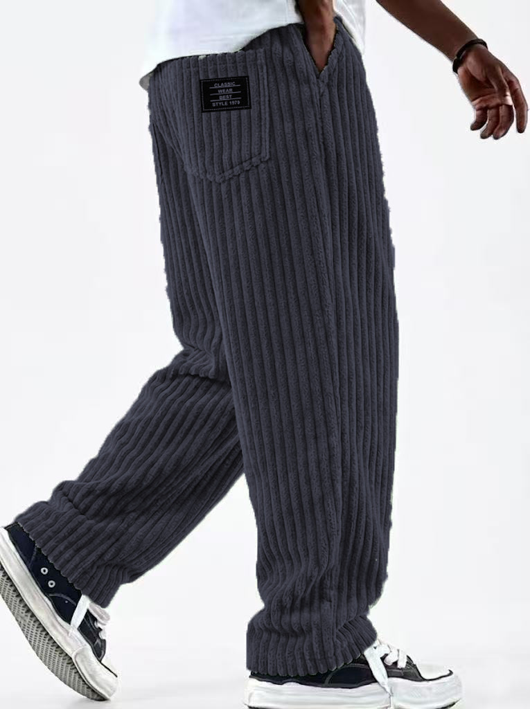 Corduroy Pant Warm - بنطلونات شتوية من القماش المخملي للرجال،