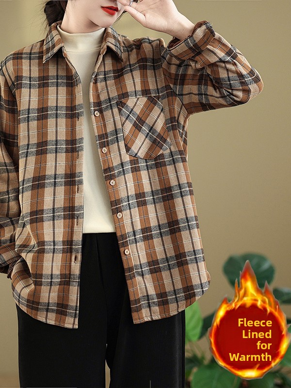 قميص نسائي من الفلانيل بنقشة م - مراجعة Flannel Shirt Lined وسعره