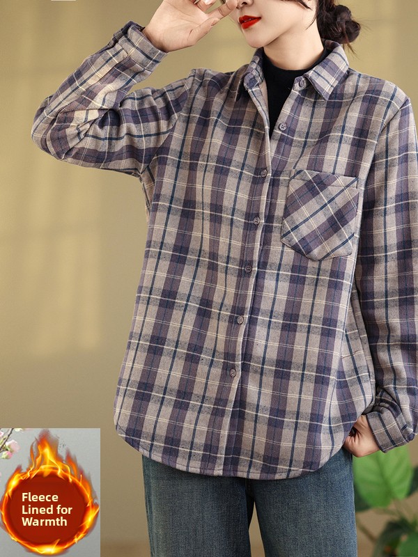 قميص نسائي من الفلانيل بنقشة م - مراجعة Flannel Shirt Lined وسعره