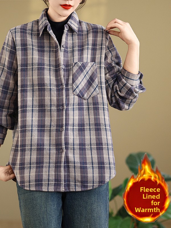قميص نسائي من الفلانيل بنقشة م - مراجعة Flannel Shirt Lined وسعره