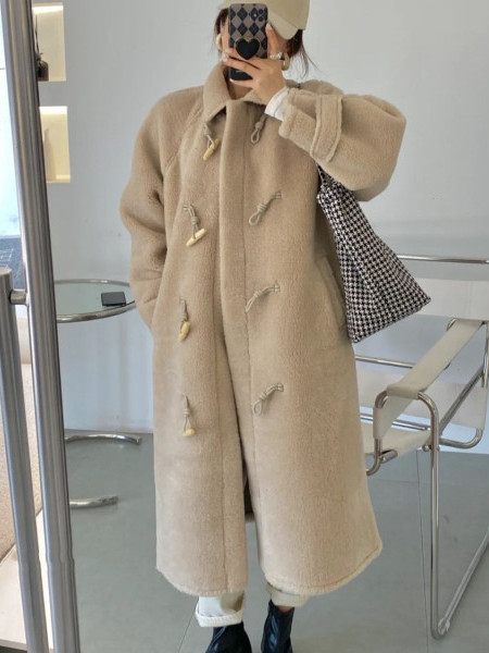 معطف شتوي طويل من فرو الخروف ل - مراجعة Wool Coat Peacoat وسعره